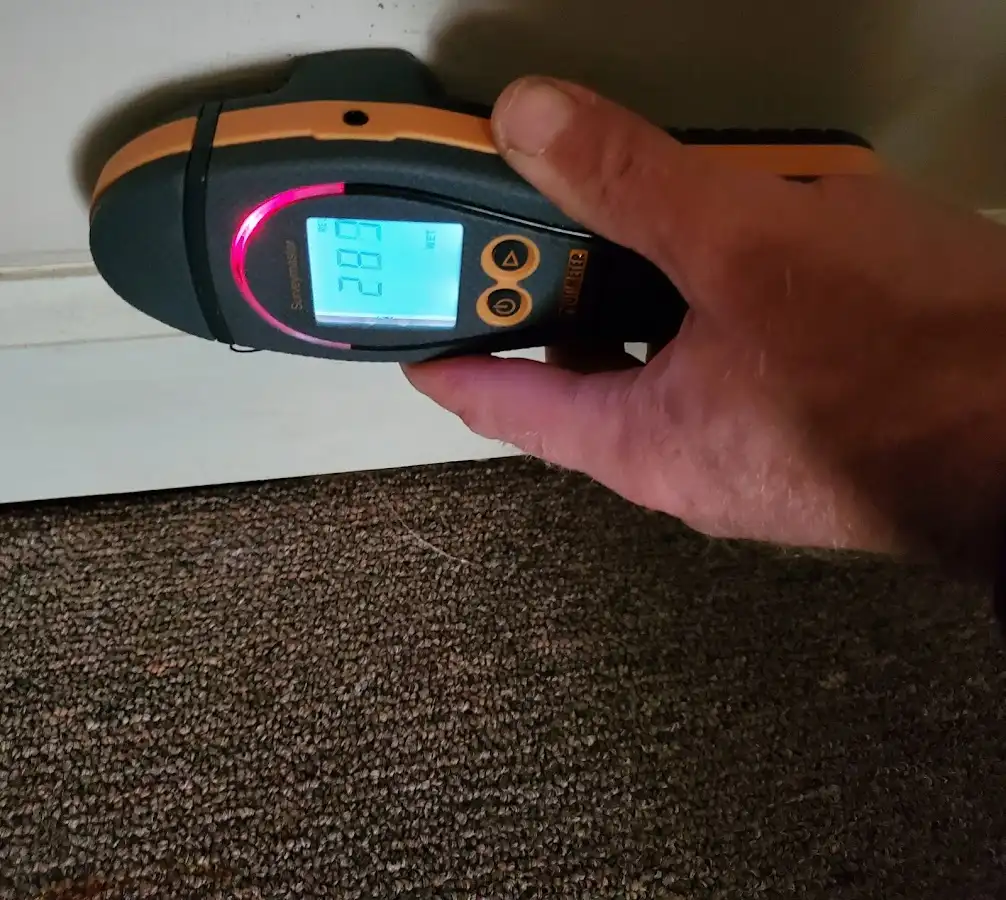 Moisture detection at baseboard during Sewage Cleanup & Sanitation in Lockhart